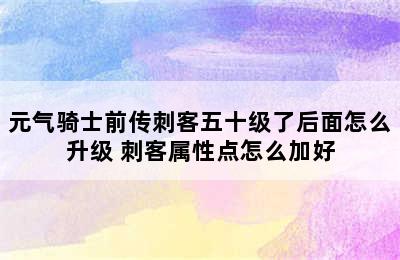 元气骑士前传刺客五十级了后面怎么升级 刺客属性点怎么加好